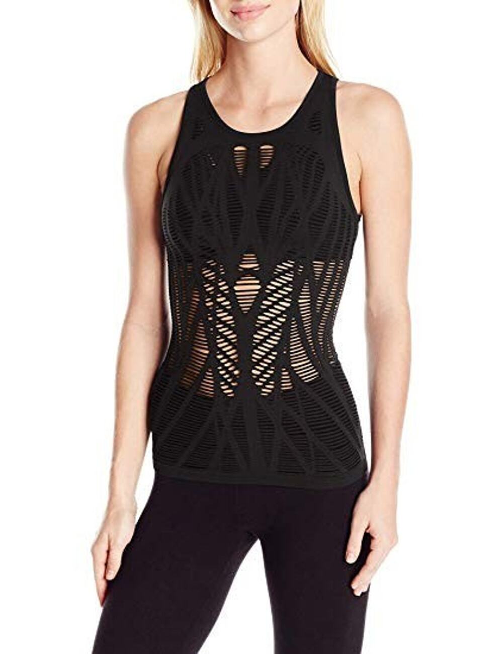 Alo Yoga Fitted Vixen Muscle Tank Cutout Medium Black Gym Training Athleisure